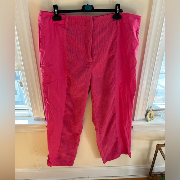 SHEIN HARRY STYLES-esque Hot Pink/ Pink Plus High Waist Corduroy Wide Leg Pants - Picture 2 of 6
